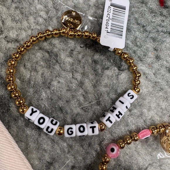 NWT Little Words Project Gold “You Got This” and “Good Energy” Beaded Bracelets - Picture 3 of 5